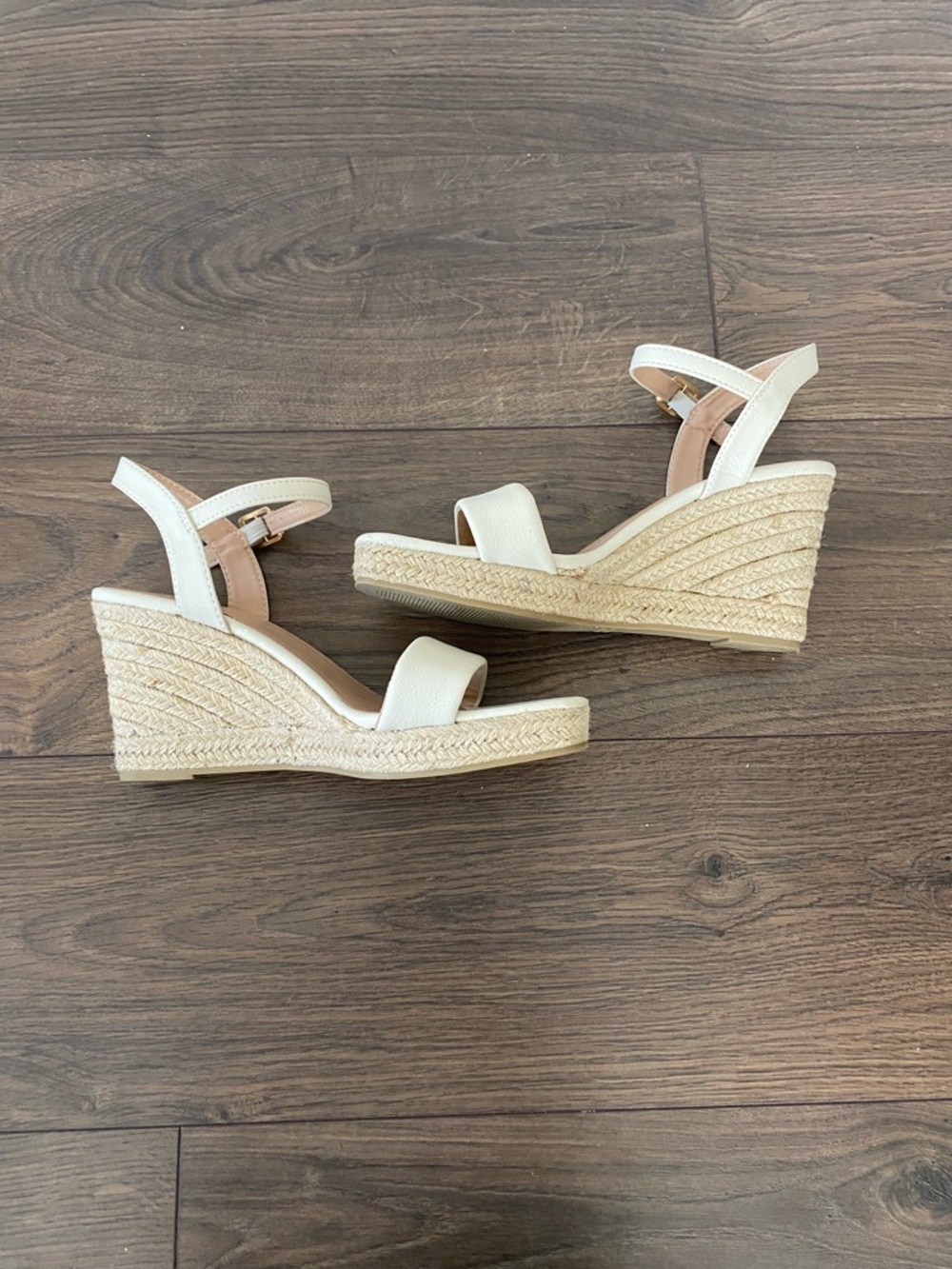 Primark NWOT Cream Espadrille Wedge Sandals with Ankle Strap